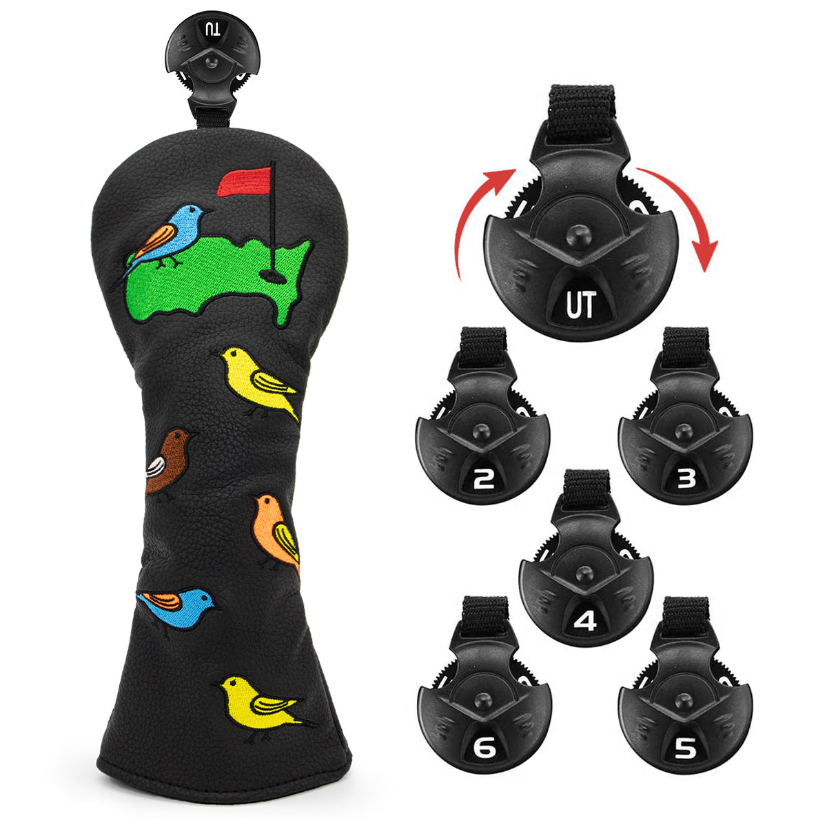 Black Colorful Birdie Driver/Fairway/Hybrid Headcover