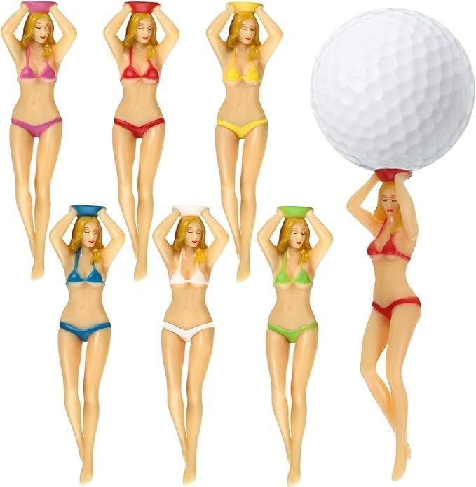 Perky Bikini 3" Novelty Golf Tees – 6-Pack Colorful Durable Plastic Golf Accessories