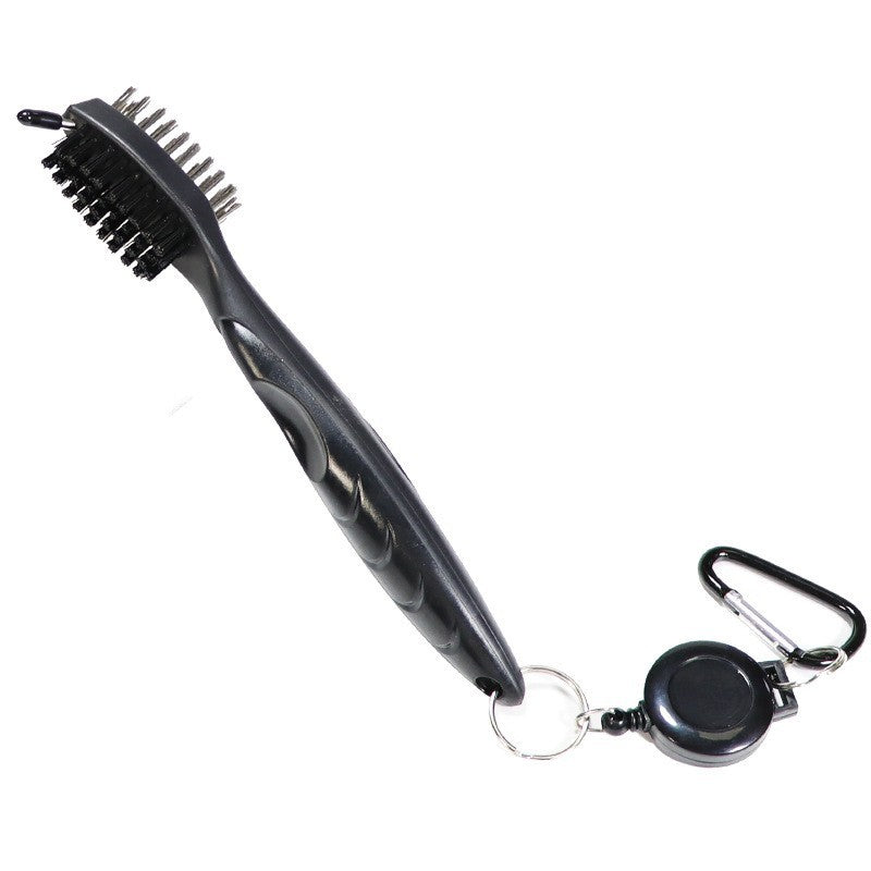 Golf Club Cleaning Brush and Groove Cleaner with Retractable Clip(Black)