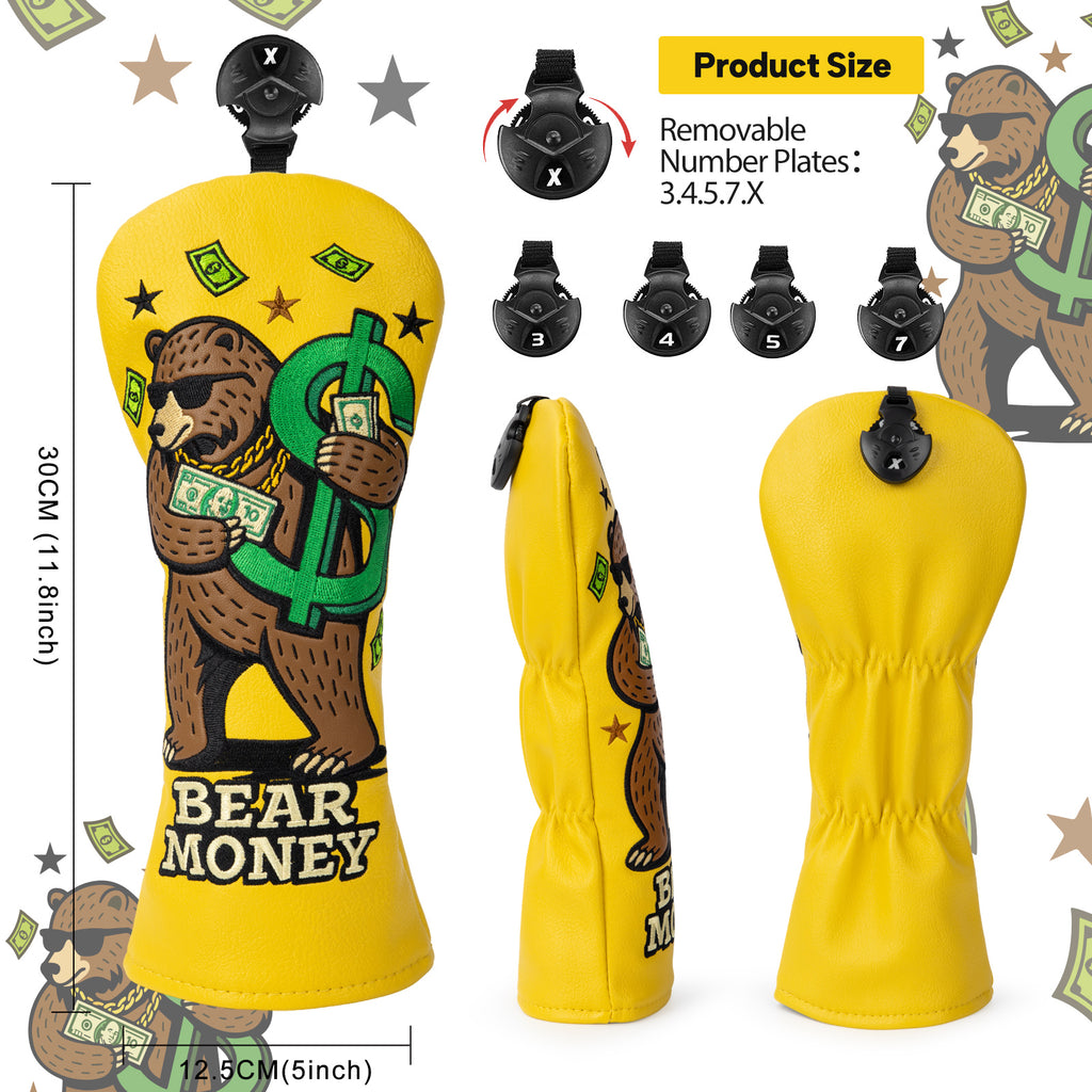 Embroidery Dollar Bears Driver/Fairway/Hybrid Headcover