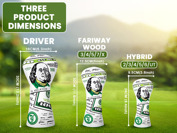 Golf Club Covers 3D Embroidery Dollars Driver Headcover