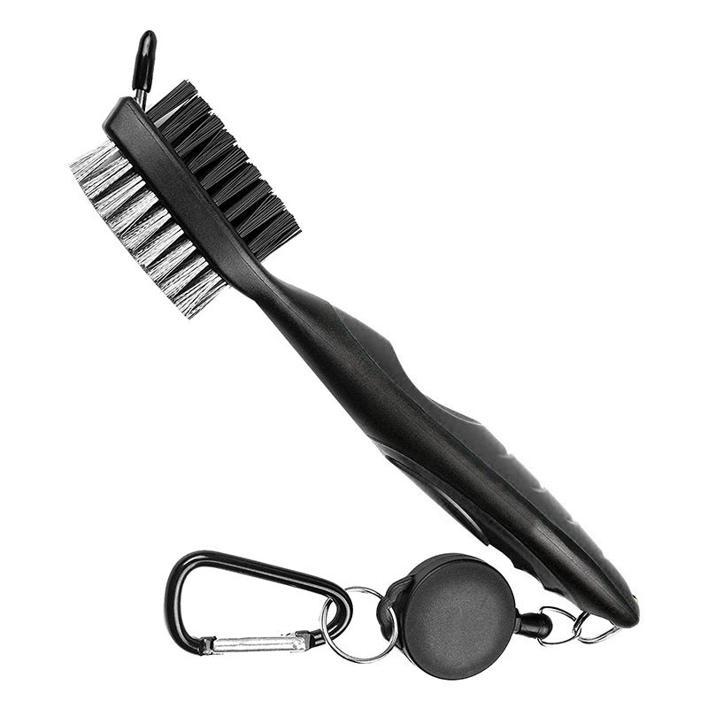 Golf Club Cleaning Brush and Groove Cleaner with Retractable Clip(Black)